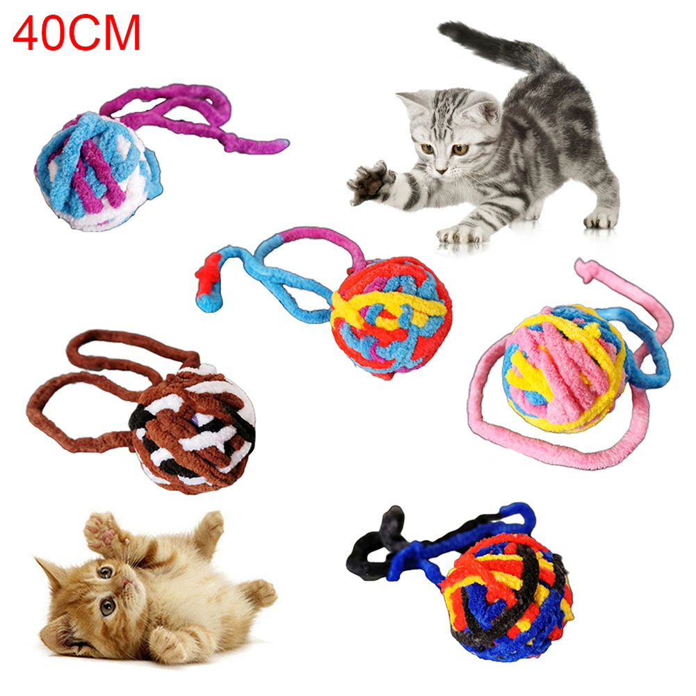 Pet Cats Kitten Polyester Ball Molar Interactive Play Training Squeaky Chew Toy