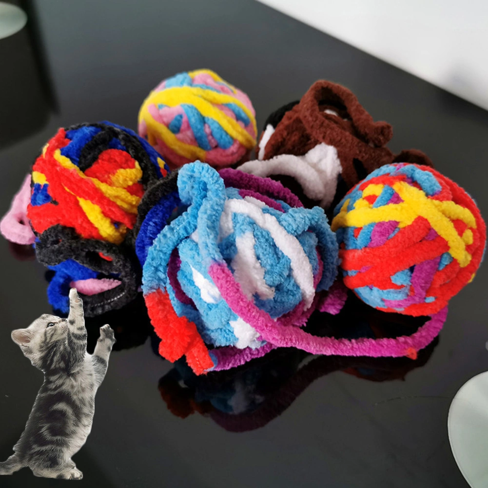 Pet Cats Kitten Polyester Ball Molar Interactive Play Training Squeaky Chew Toy