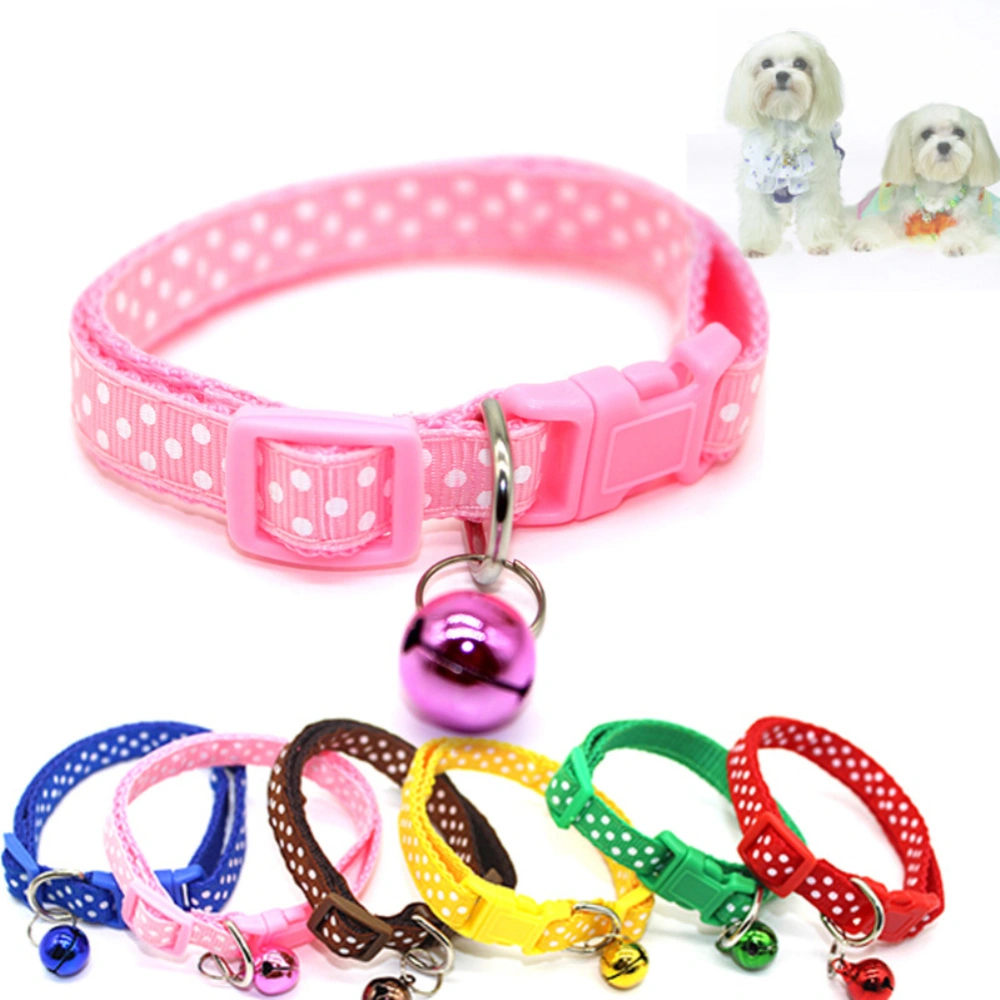 Fashion Dog Puppy Cat Kitten Buckle Cute Dot Print Bell Adjustable Pet Collar