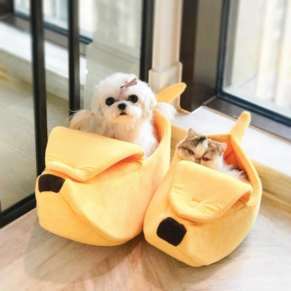 Creative Banana Shape Pet Dog Cats Nest Soft Winter Puppy Kitten Warm House Bed