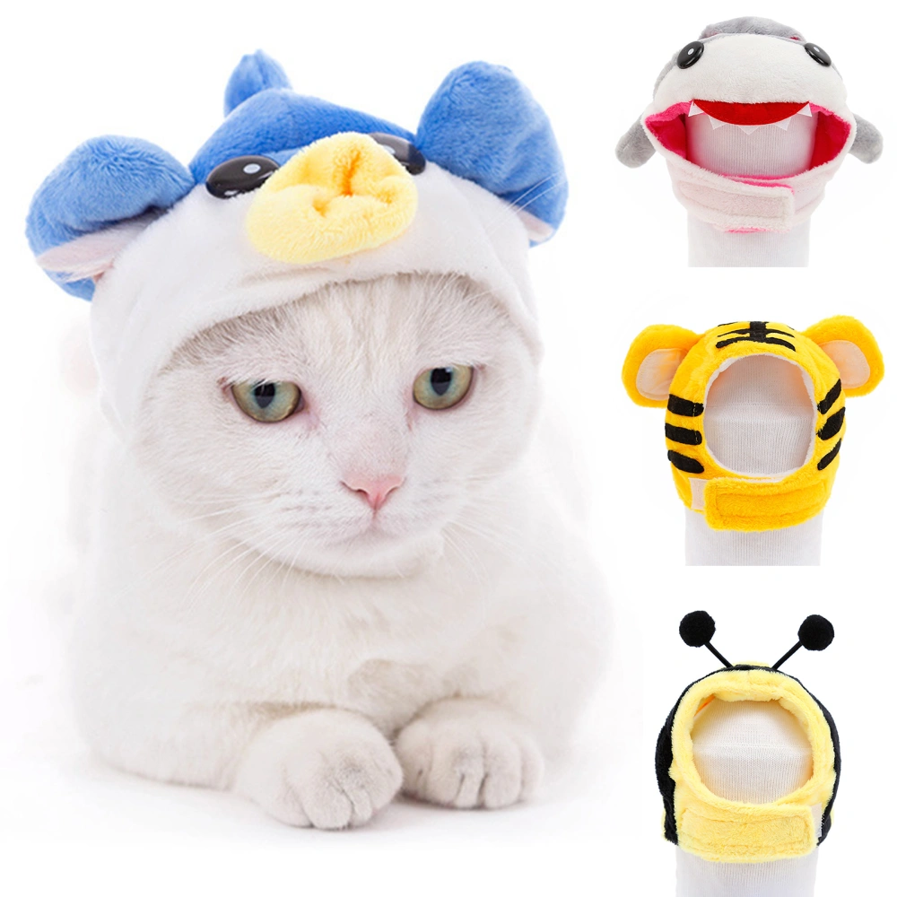 Kitten Cartoon Animal Shaped Soft Cute Cat Headgear Dog Cross Tied Wear Pet Hat