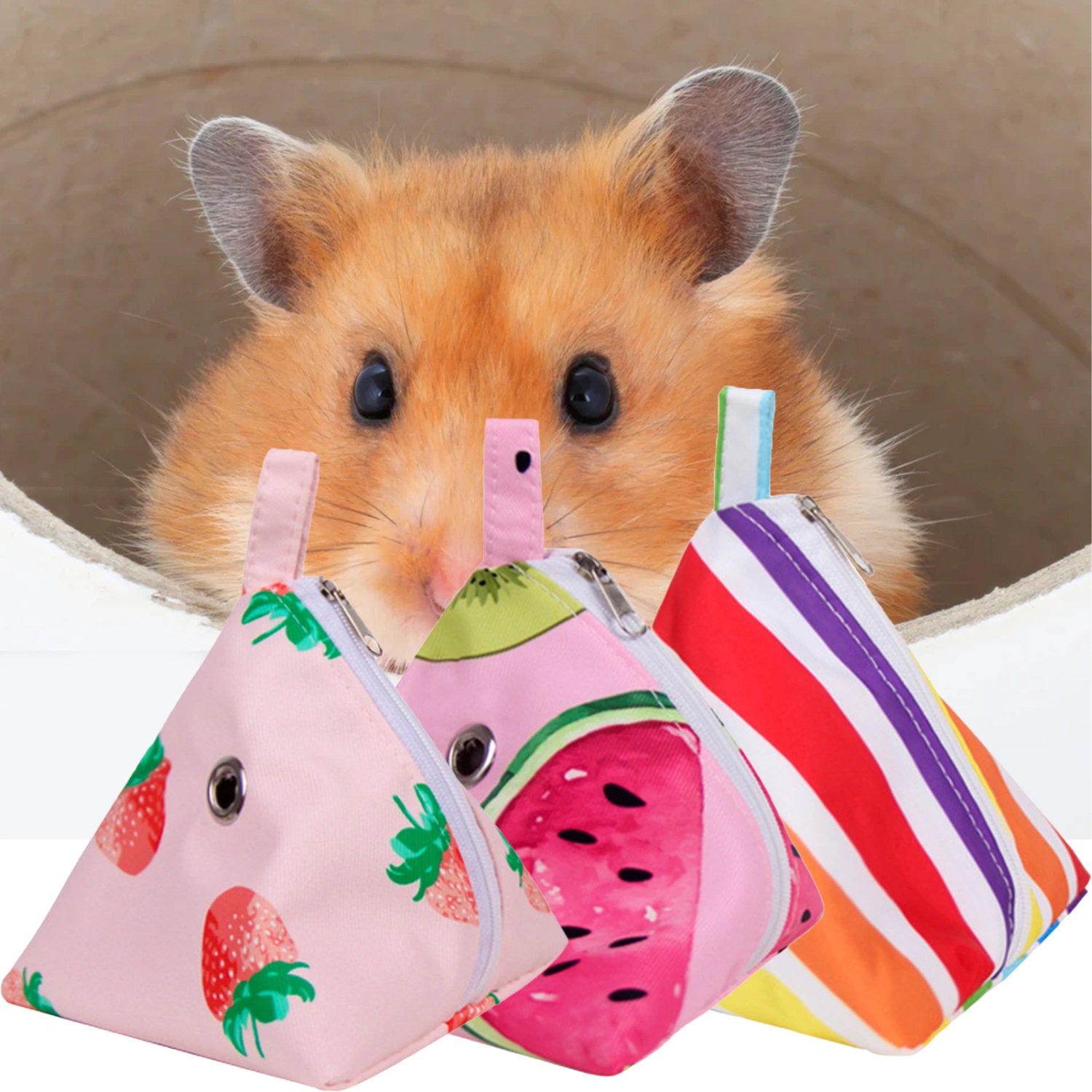 Small Animal Carrier Fashion Print Breathable Holes Portable Hamster Triangle Travel Carrier Bag for Hedgehog Squirrel Mouse