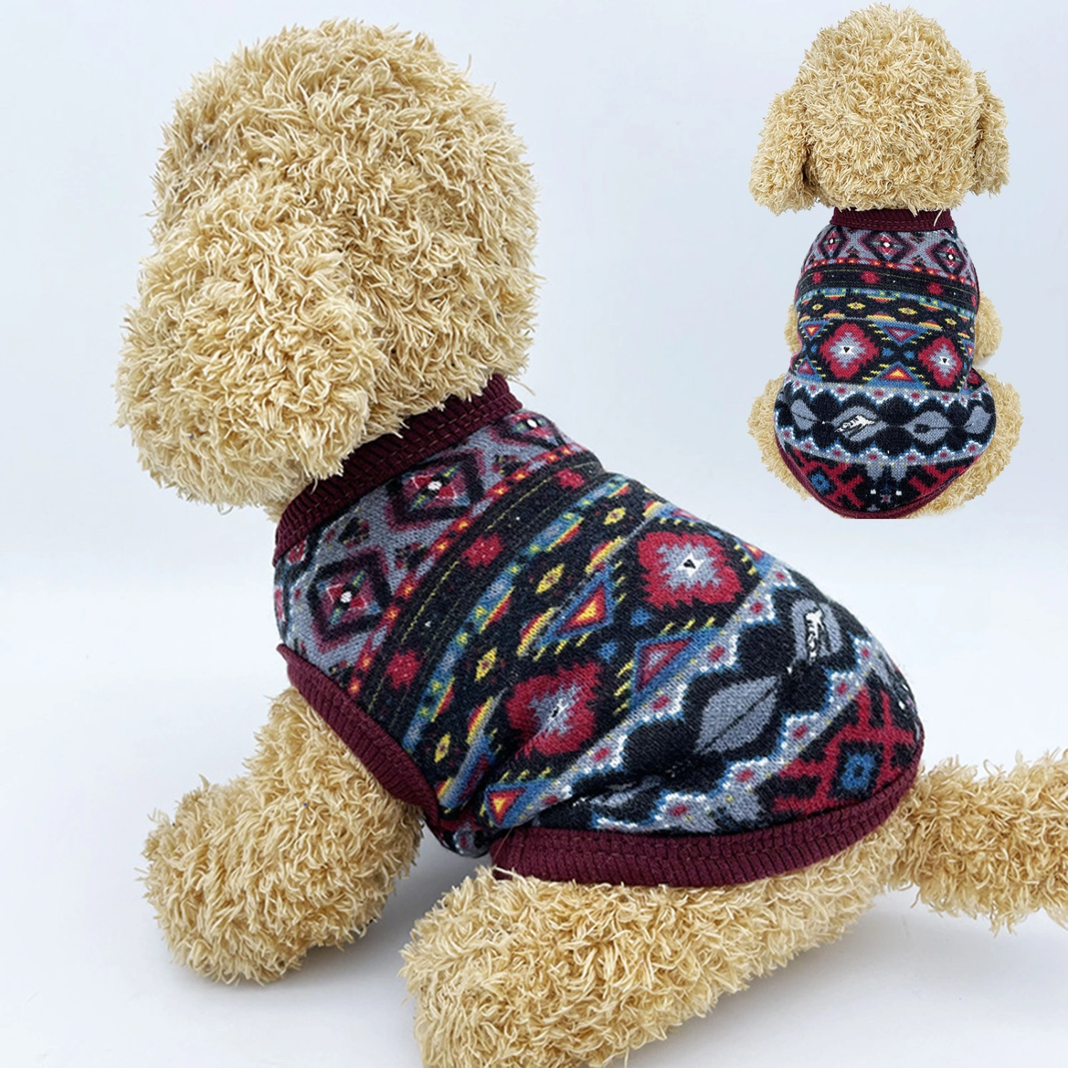 Pet Clothes Eye-catching Wear Resistant Polyester Small Dogs Cats Winter Warm Sweater for Outdoor