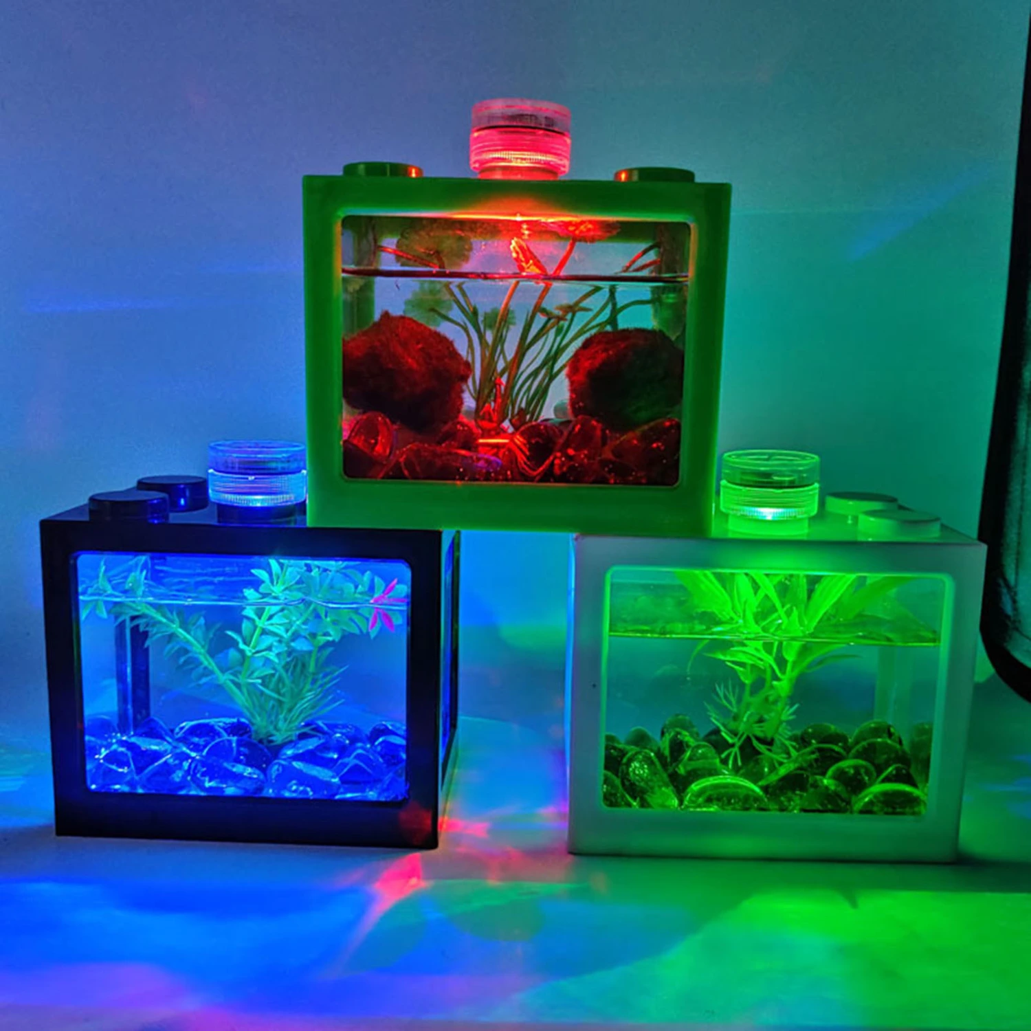 Fish Tank Transparent Energy Saving Acrylic LED Light Aquarium Tank Kit for Room Decor