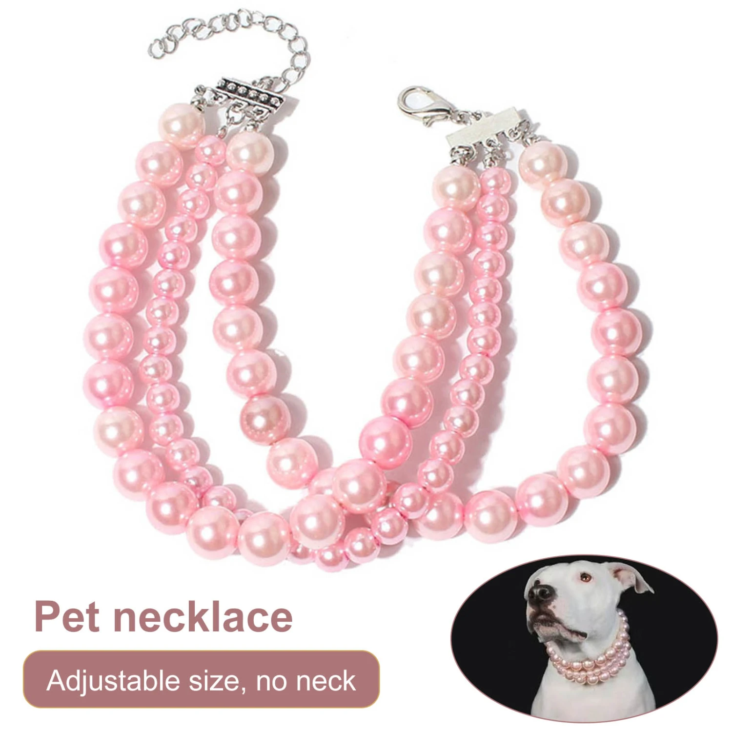 Pet Collar Faux Pearls Accessory Dress-up Pink Fashion Dogs Necklace Loop for Festival
