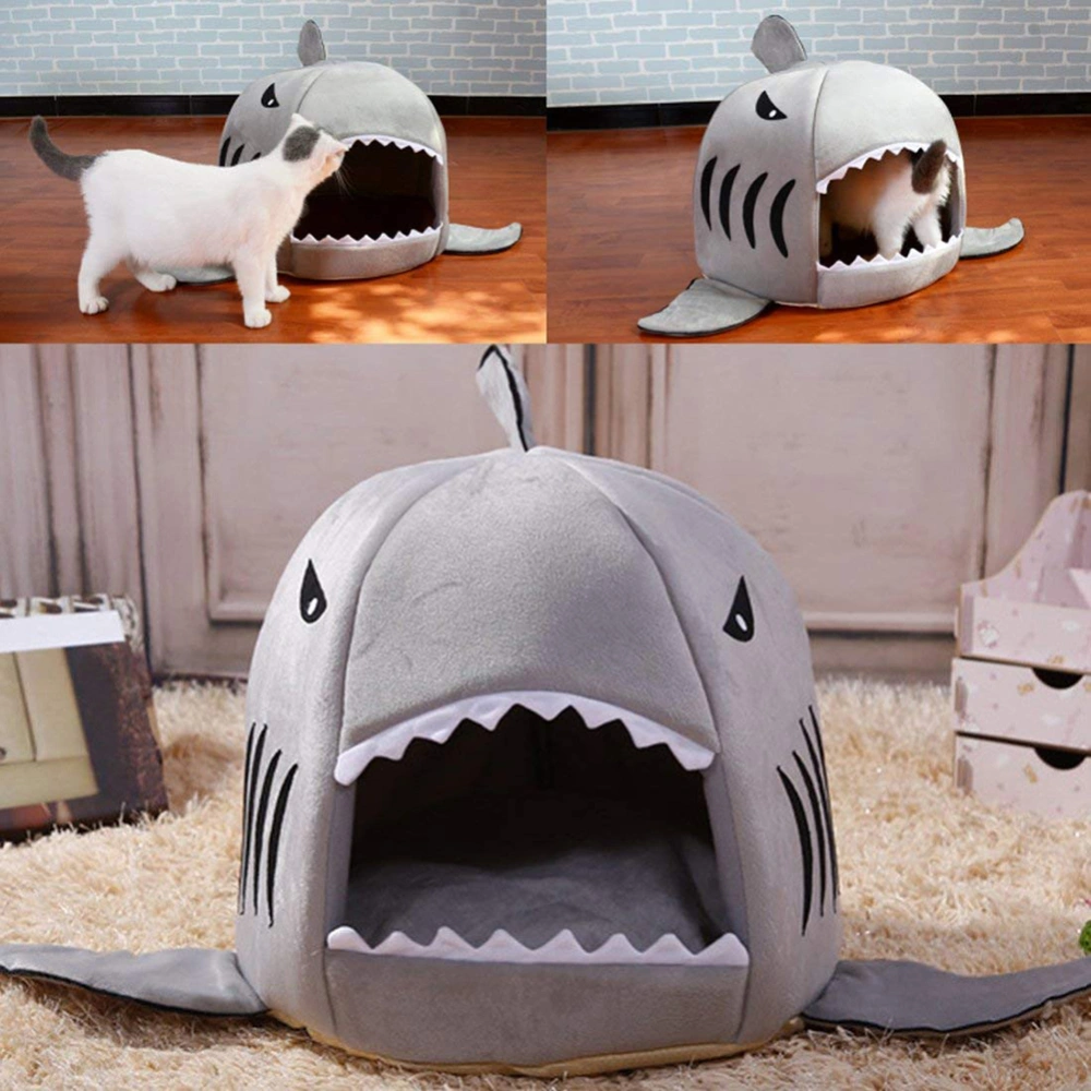 Autumn Winter Shark Shape Pet Dog Cat Puppy Bed Warm Cushion Soft Kennel Nest