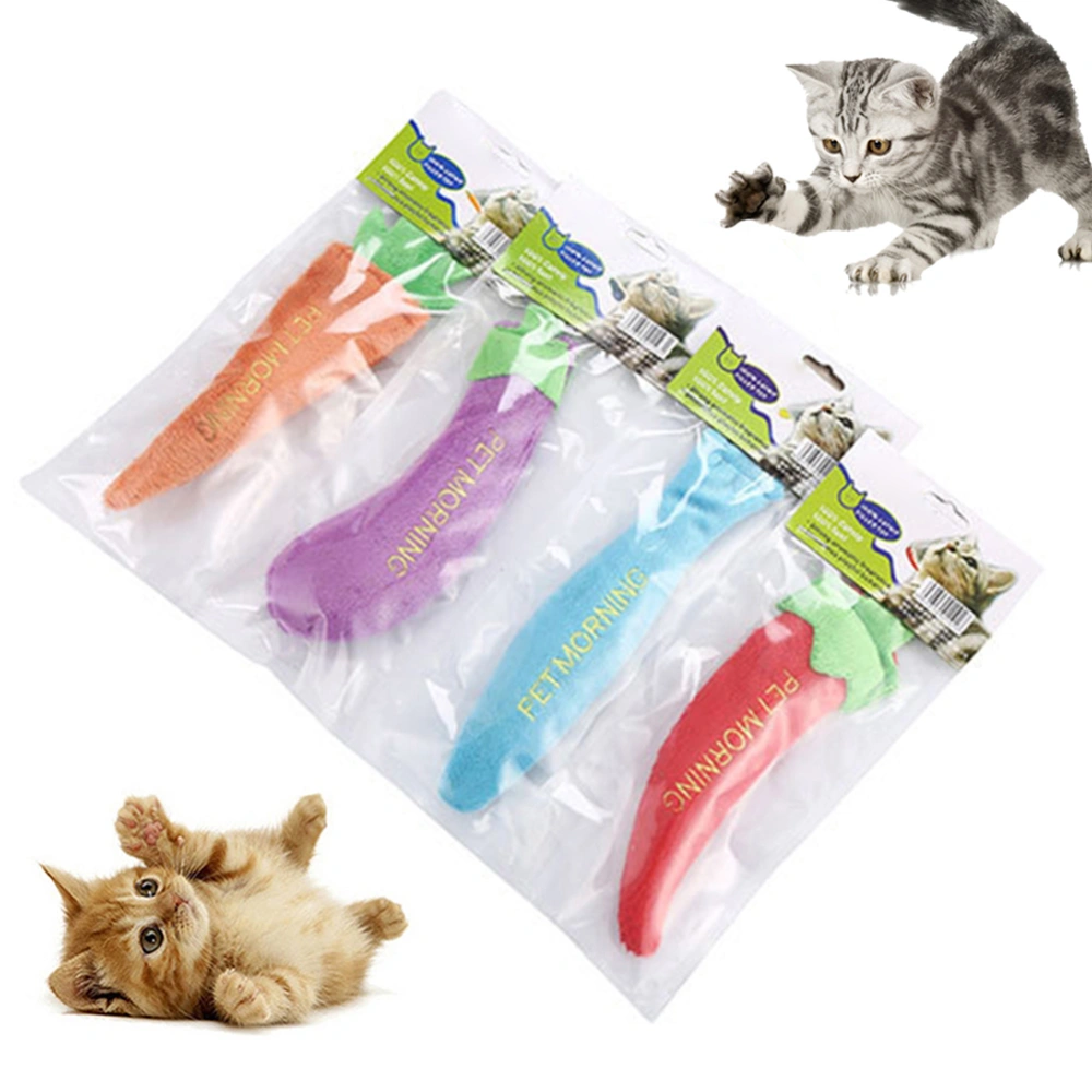 Pet Cats Kitten Soft Carrot Eggplant Shape Plush Catnip Molar Bite Chew Toy