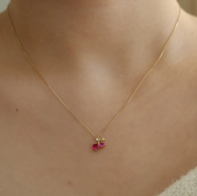 Small Cherry Light Luxury Pendant Creative Cute Girly Style Necklace For Women