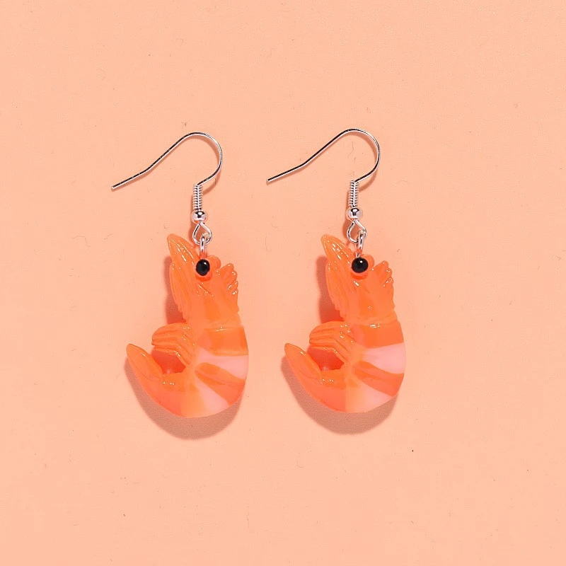 Resin Crayfish Earrings Funny Quirky Halloween Exaggerated Jewelry