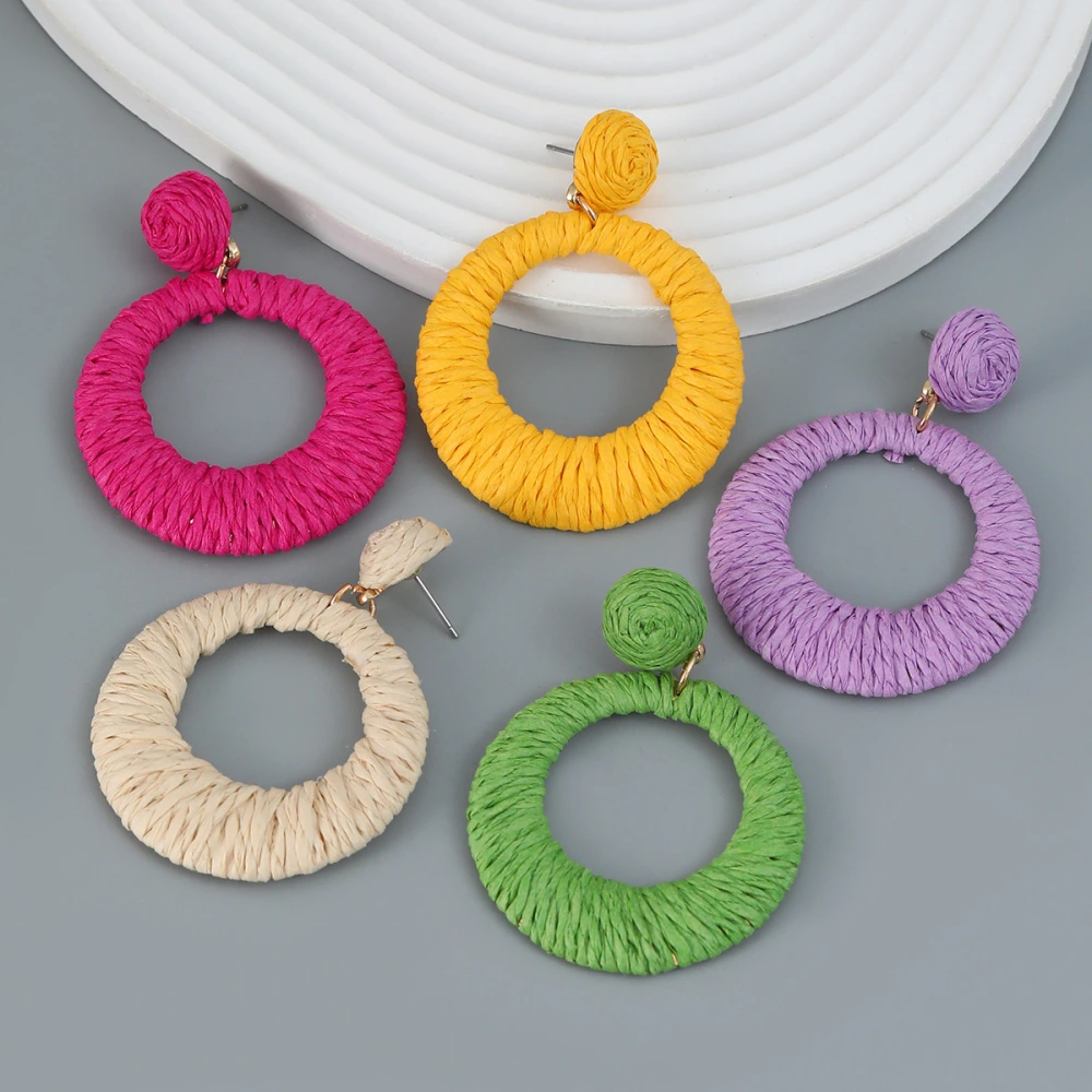 Women's Round Woven Bohemian Earrings