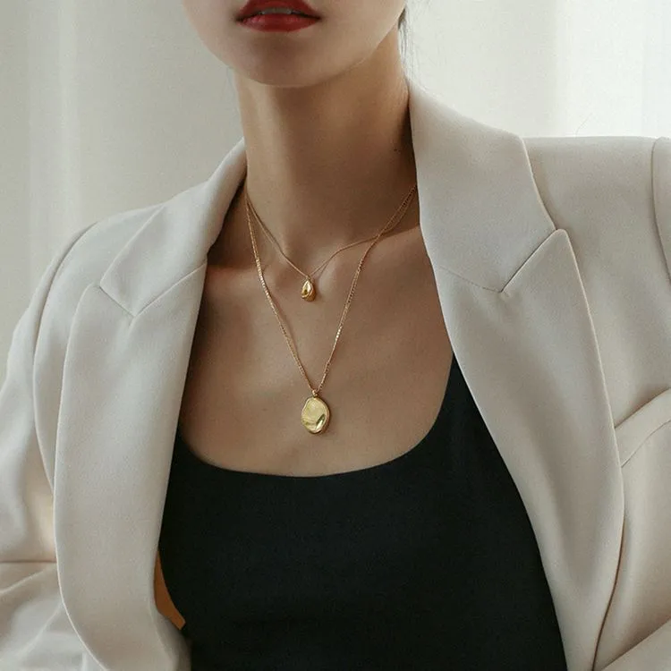 Gold-plated Irregular Double-layer Necklace For Women