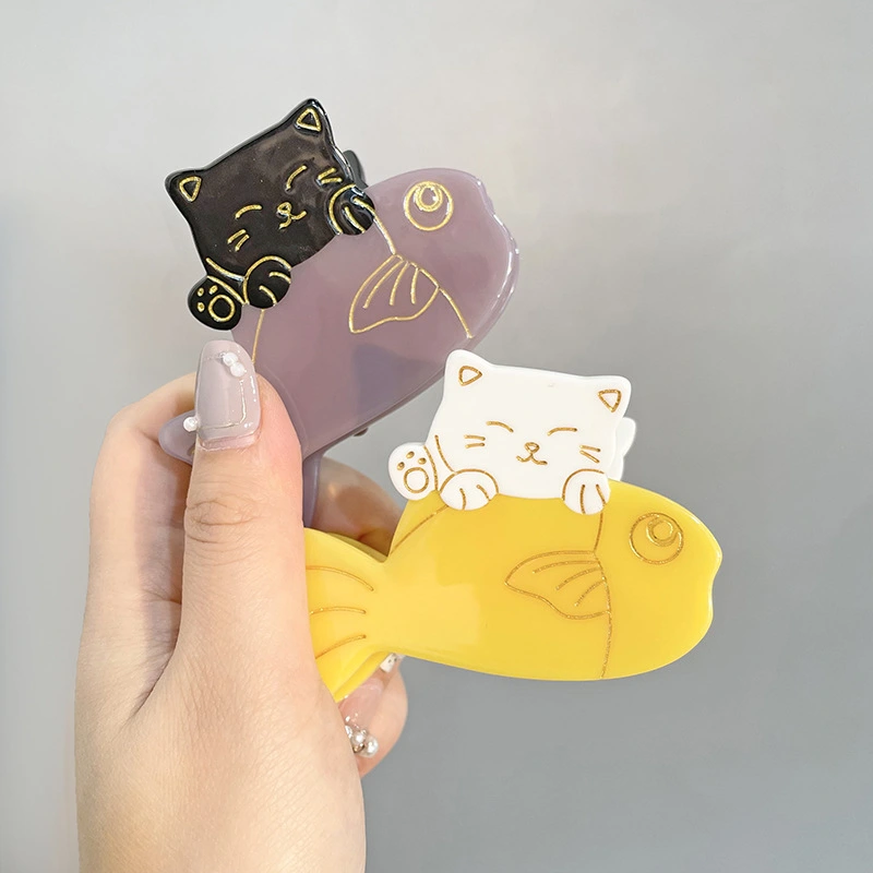 Cute Pet Cat And Fish Shape Acetate Hairpin