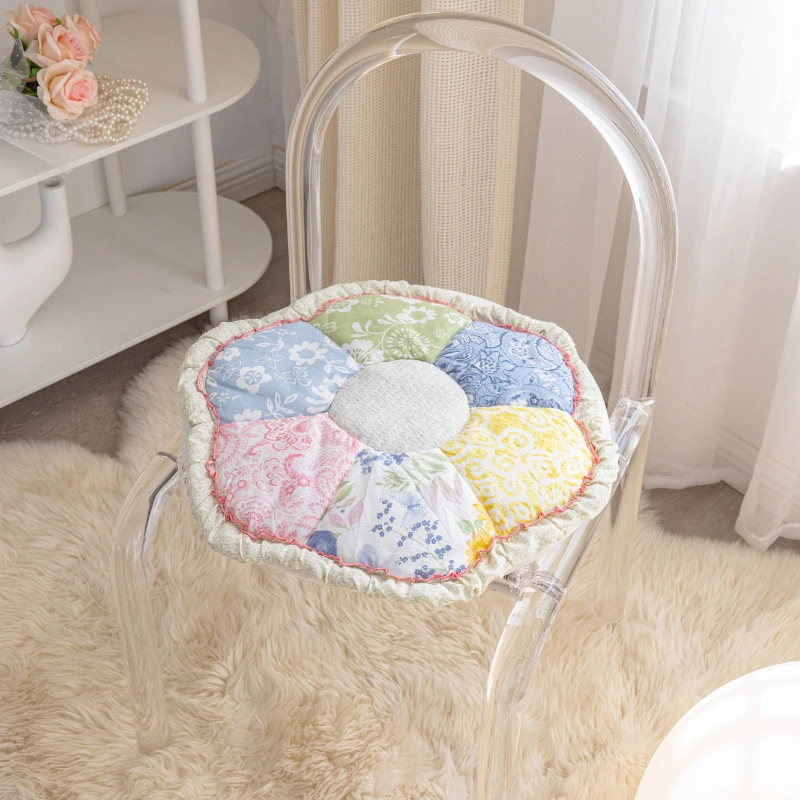 Pure Cotton Flower Chair Cushion Non-slip Machine Washable