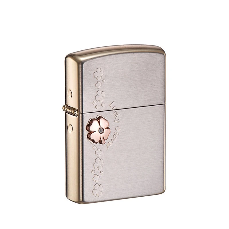 Rose Gold Clover Copper Shell Kerosene Lighter