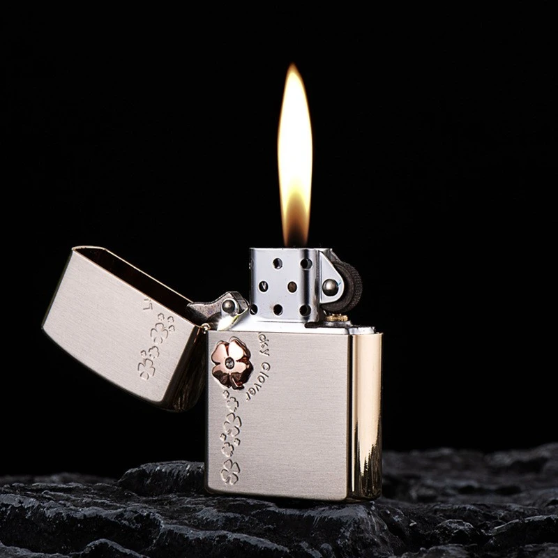 Rose Gold Clover Copper Shell Kerosene Lighter