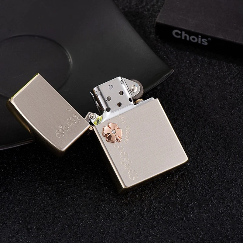 Rose Gold Clover Copper Shell Kerosene Lighter