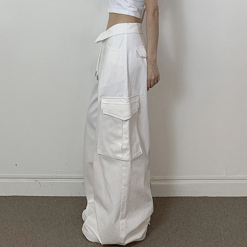 Flanging Waist Large Pocket Overalls