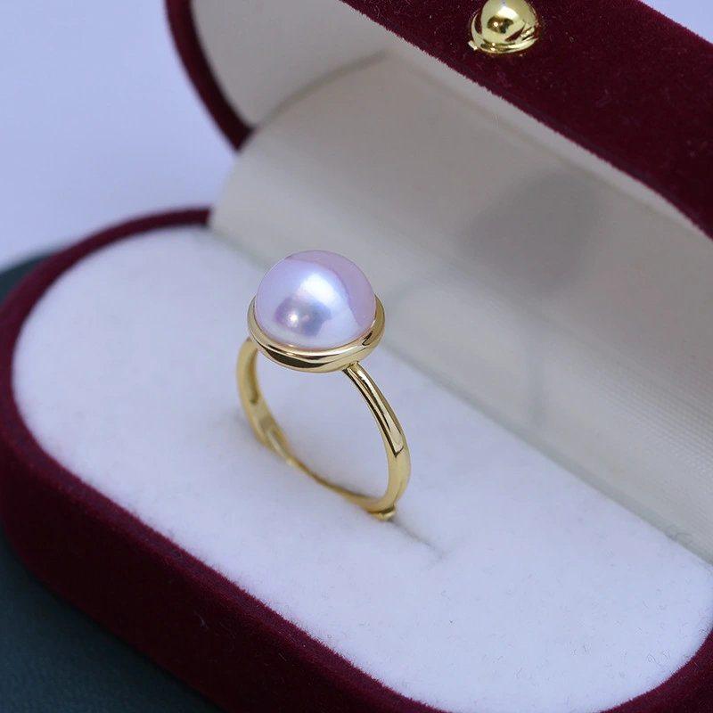 Freshwater Mabei 10-11mm GenOptics Aura Strong Light Almost Flawless Pearl Ring