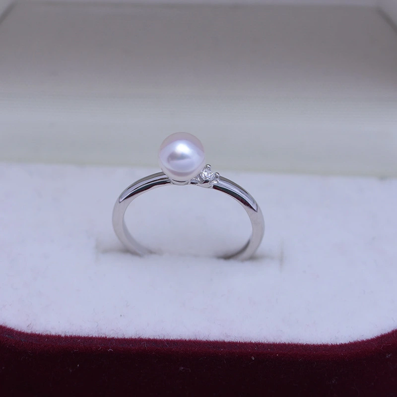 Fresh Water 6-7mm White Perfect Circle Strong Light Almost Flawless Pearl Ring