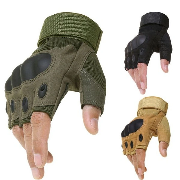 Tactical Army Military Airsoft Shooting Bicycle Combat Fingerless Paintball Hard Carbon Knuckle Half Finger Gloves