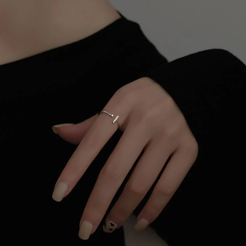 S925 Silver Word Diamond-studded Fashionable Index Finger Ring