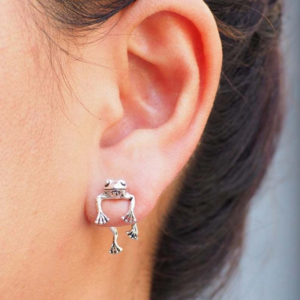 1 Pair Vintage Gothic Frog Earrings Stud Earring Punk Jewelry Gifts for Women Girl Party Accessories