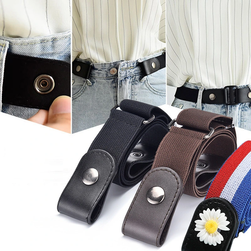 Buckle-Free Belt for Pants Dresses No Buckle Stretch Elastic Waist Belt for Women/Men No Bulge No Hassle Waist Belt