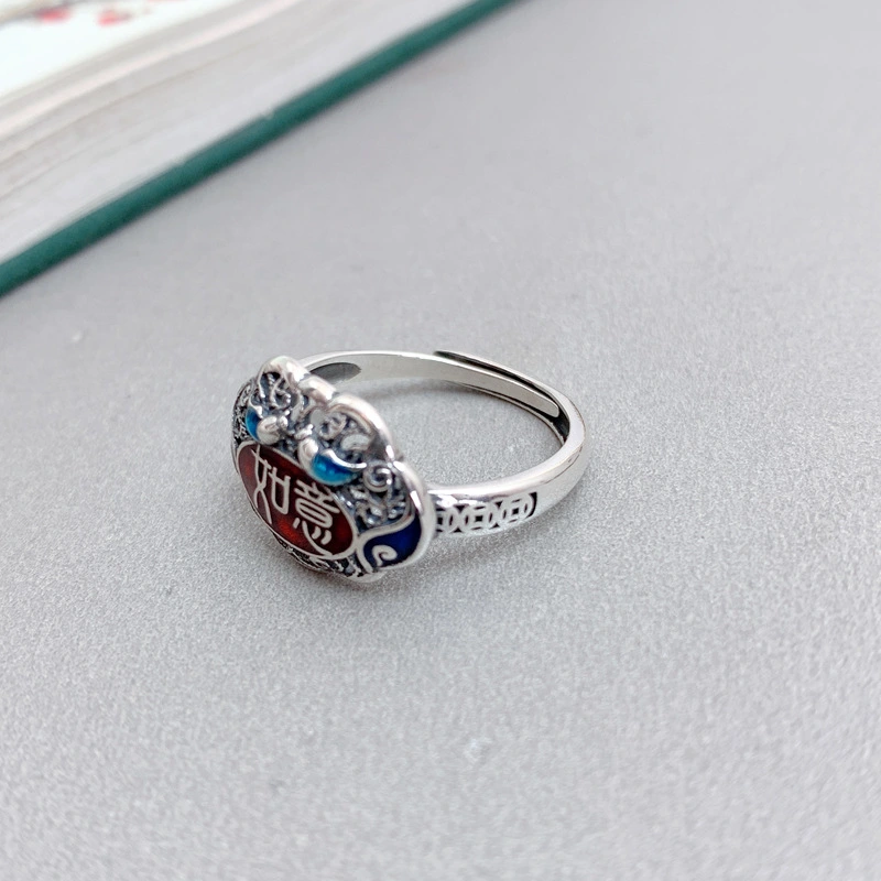 Pure Silver Plum Ring Female Temperament