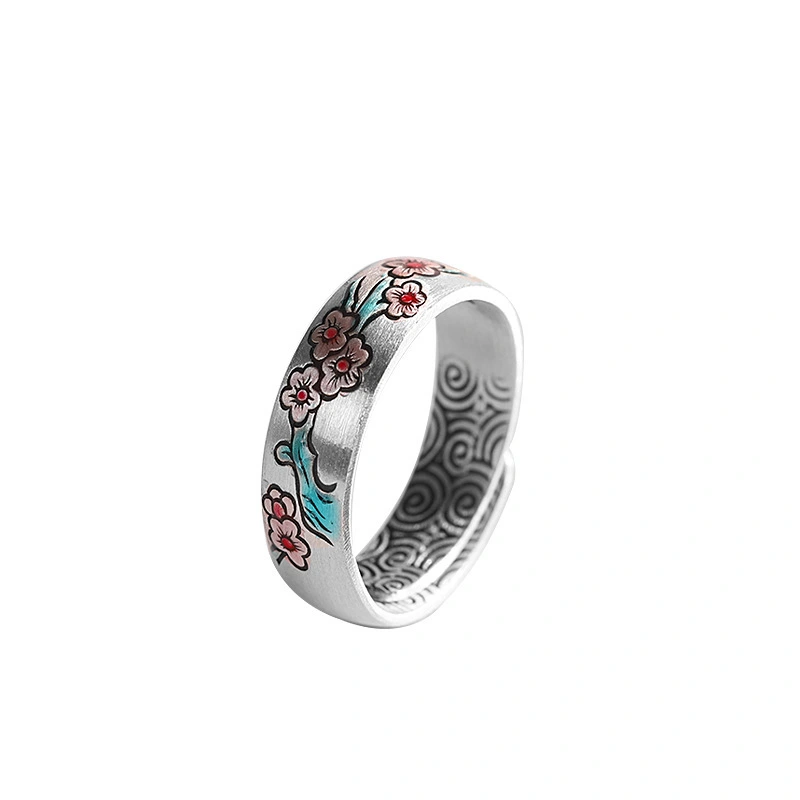 Pure Silver Plum Ring Female Temperament