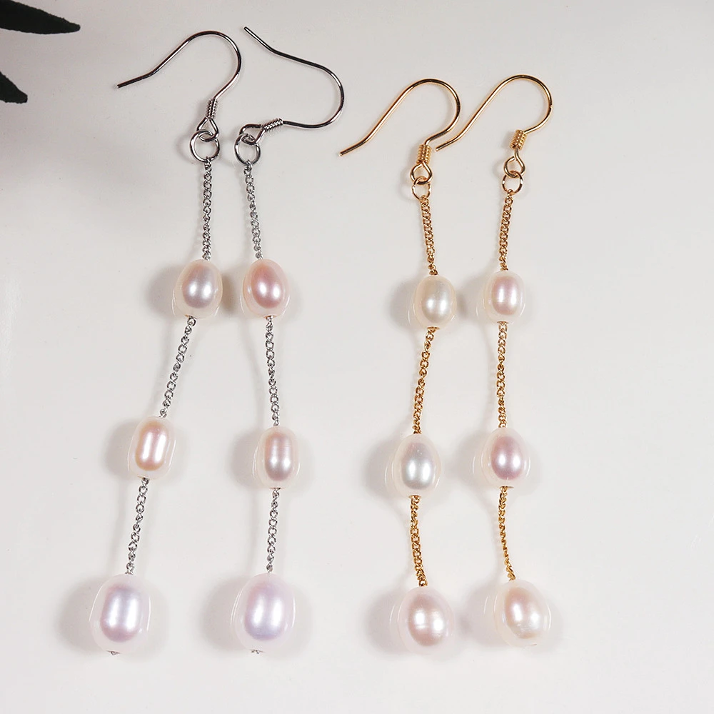 Gradient Pearl Ear String Special-interest Design Long Temperament Earrings Gentle Beautiful