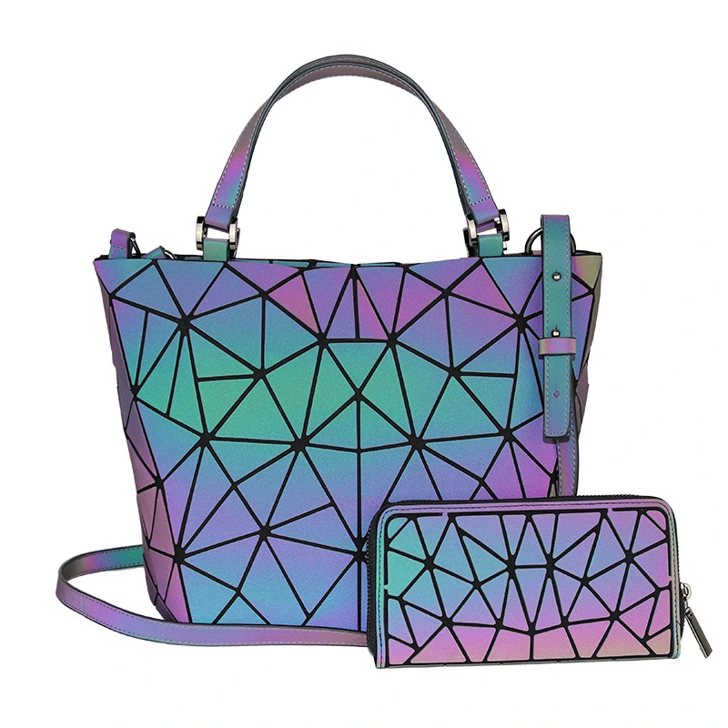 Folding Diamond-shaped Luminous Female Bag