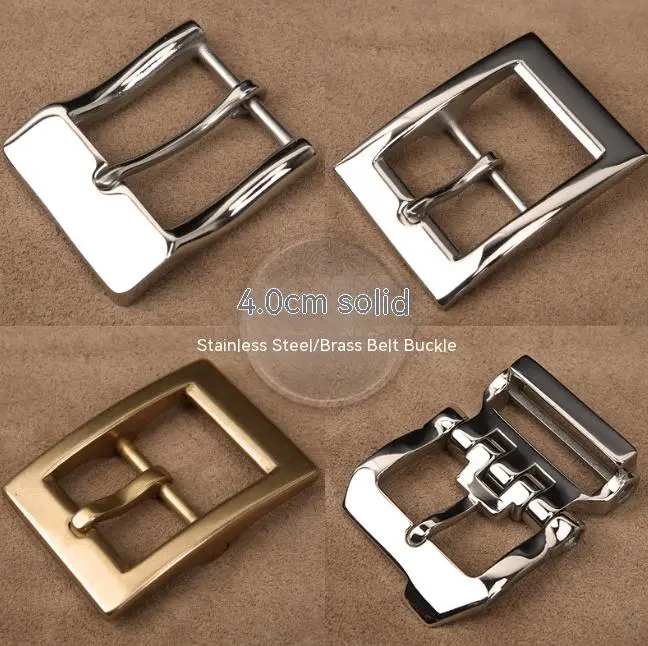 Solid Stainless Steel Belt Buckle Pant Belt Parts Accessories Men's Brass Retro Glossy Belt Buckle