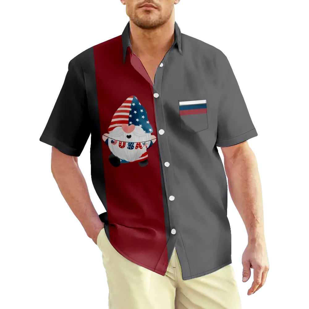 4th of July Men's Hawaiian Shirt USA National Flag Eagle Shirt Graphic Shirt Collar Plus Size Casual Short Sleeve Print Clothing Apparel Basic/Summer/Summer