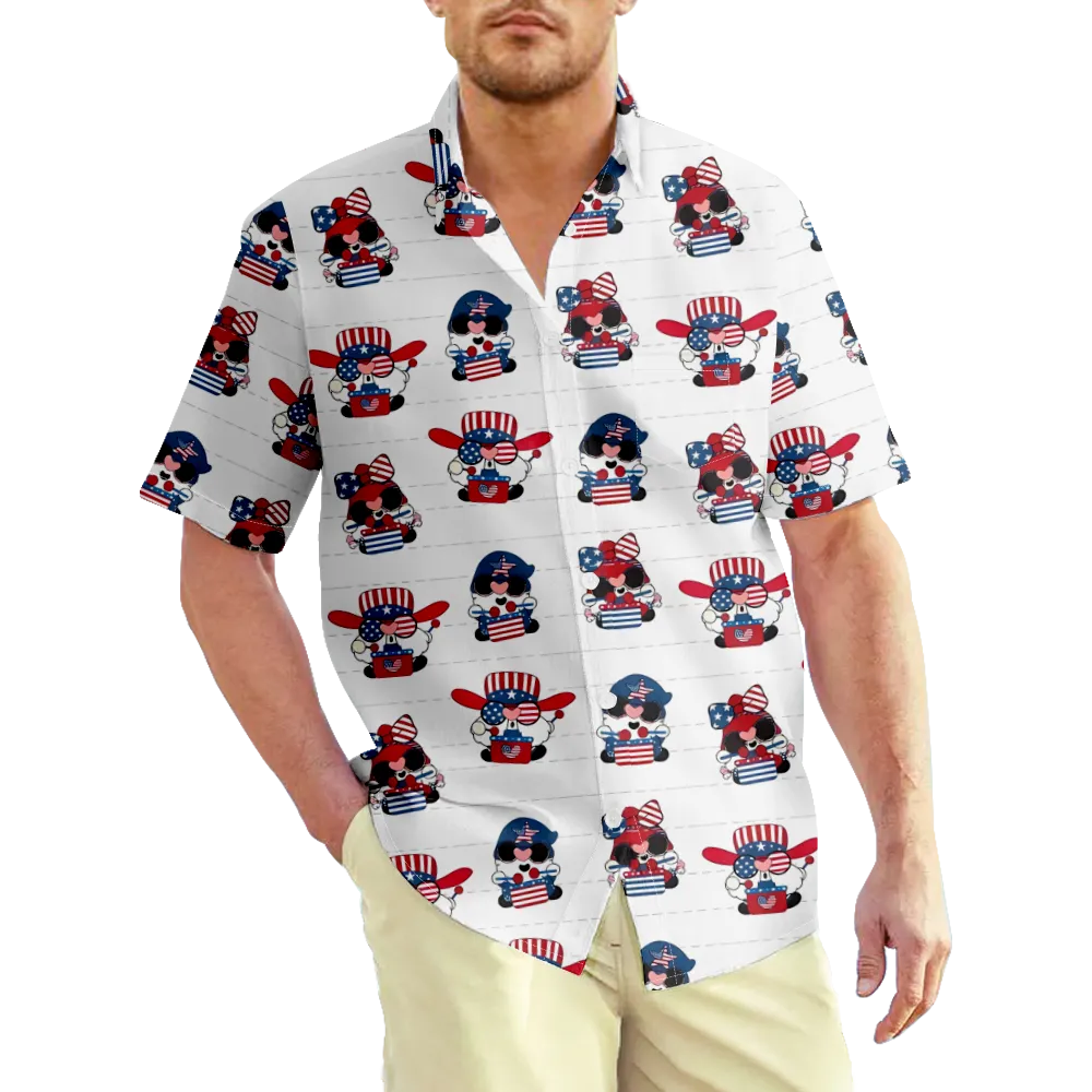 4th of July Men's Hawaiian Shirt USA National Flag Eagle Shirt Graphic Shirt Collar Daily Short Sleeve Print Clothing Apparel/Summer/Summer