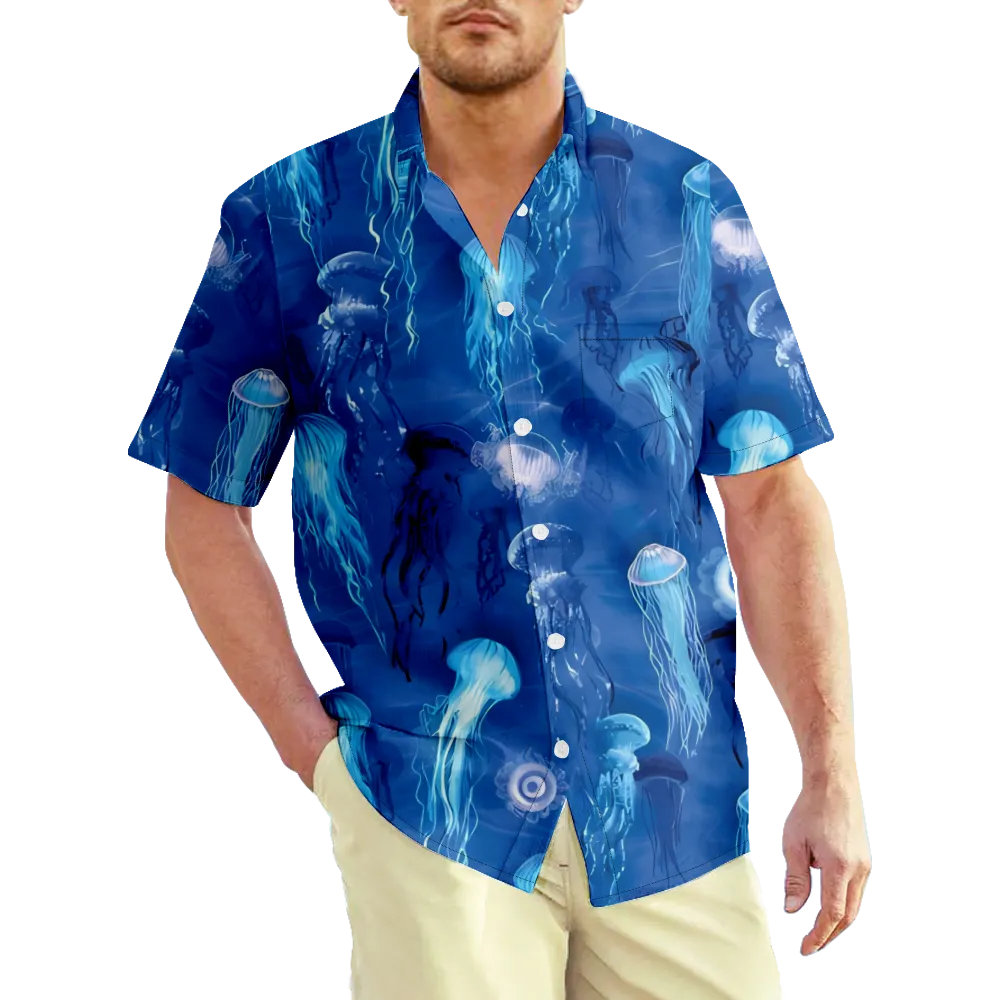 Men's Hawaiian Shirt Outfits Sea Animals Ocean Graphic Prints Shirt Collar 3D Print Outdoor Street Short Sleeve 3D Print Clothing Apparel Basic Classic Comfortable Big And Tall/Summer