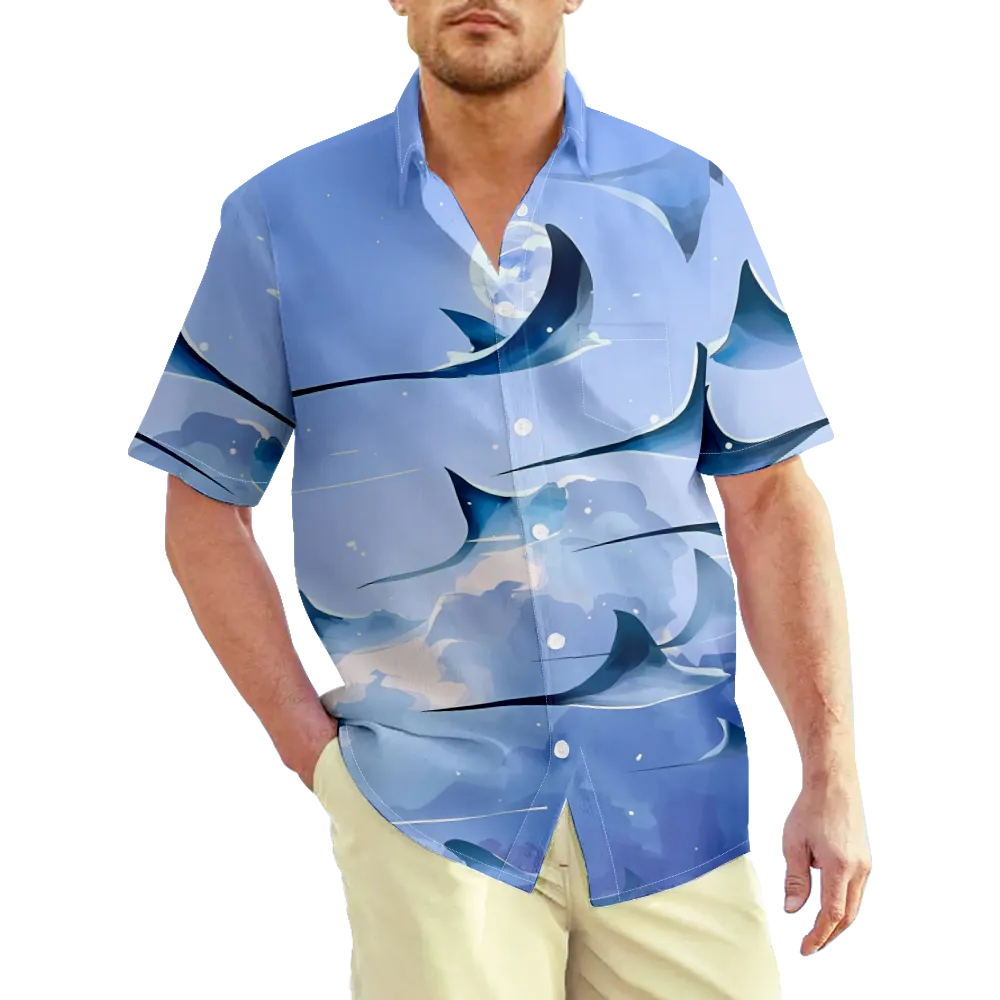 Men's Hawaiian Shirt Outfits Sea Animals Ocean Color Block Shirt Collar Clothing Apparel 3D Print Plus Size Outdoor Daily Short Sleeve Casual Comfortable