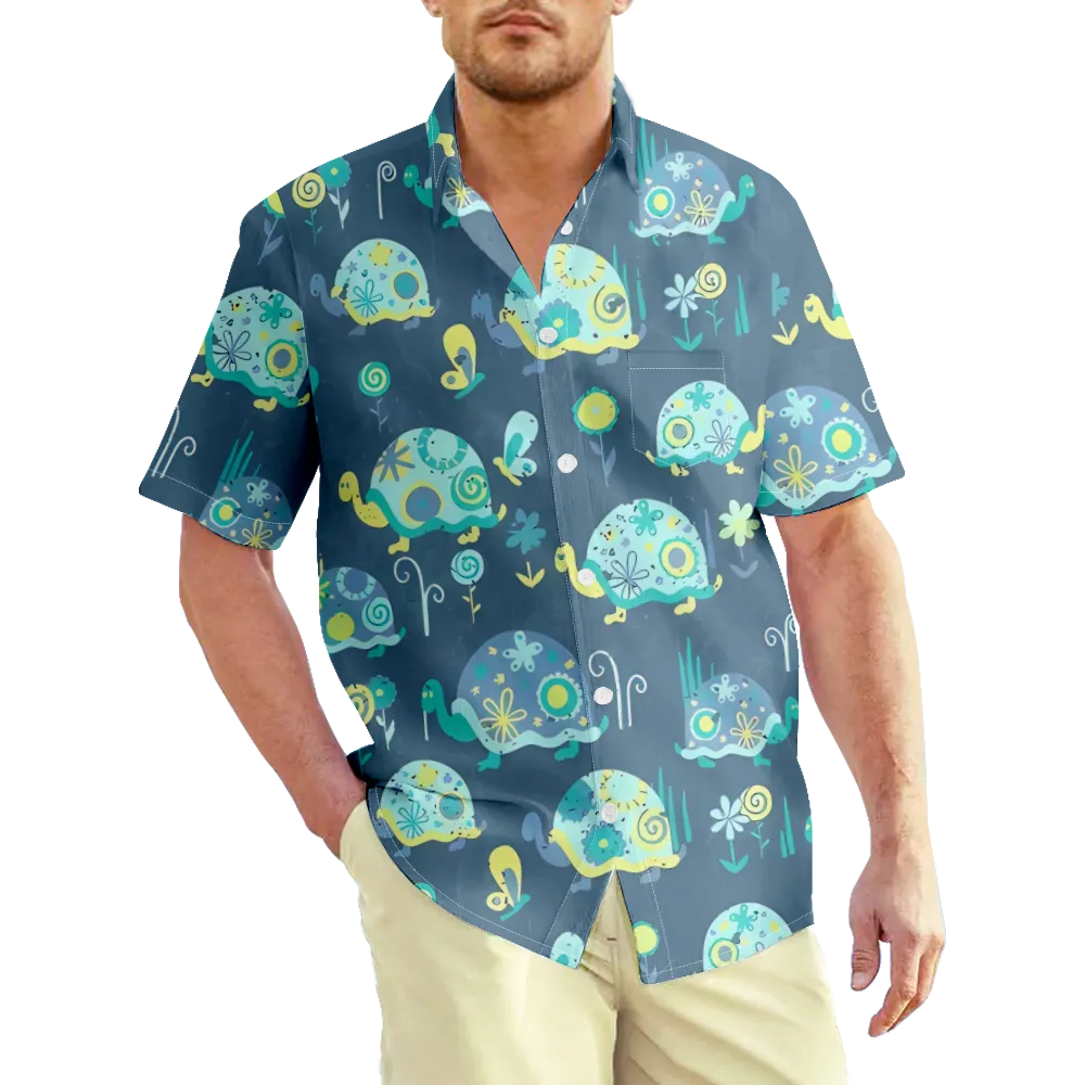 Men's Hawaiian Shirt Short Sea Animals Ocean Shirt Collar Sleeve Patterned Street Daily Print Tops Casual Big And Tall Summer Vintage T Shirts