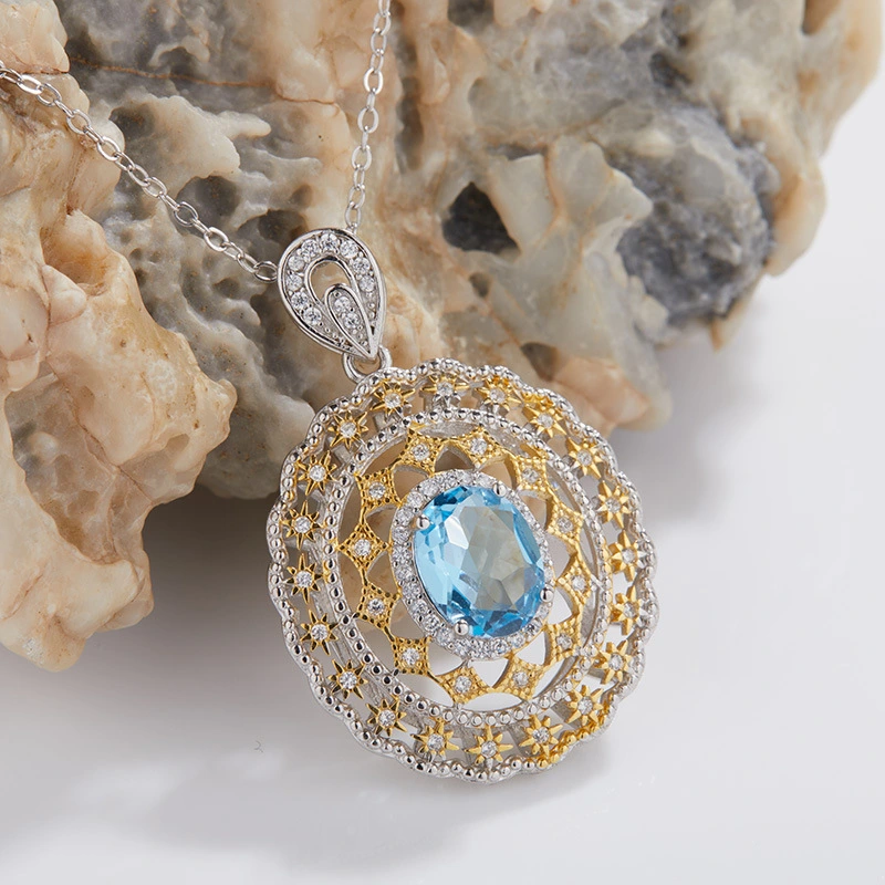 Craft Natural Topaz Hollow Necklace For Women