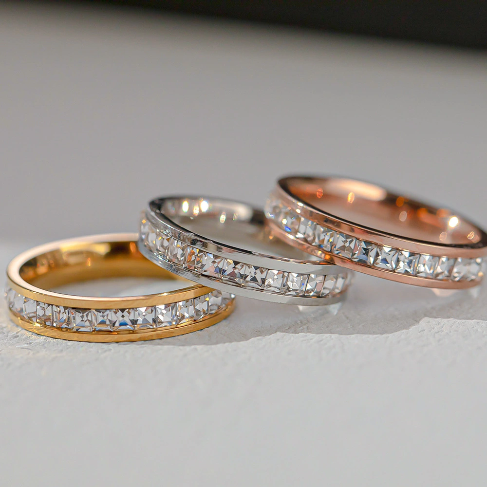Boho Female Crystal Ring Vintage Stainless Steel Women Wedding Rings Fashion Promise Engagement Ring