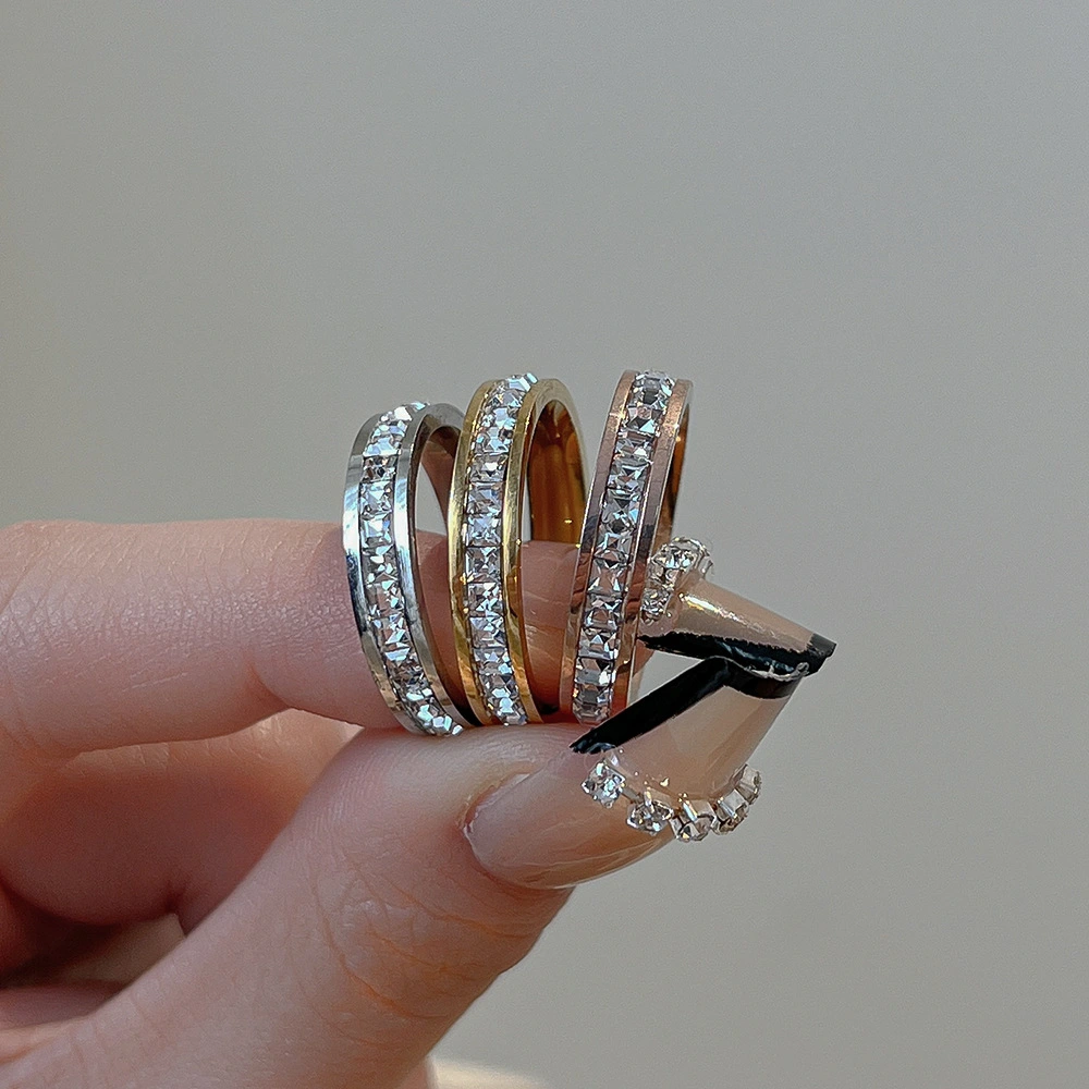 Boho Female Crystal Ring Vintage Stainless Steel Women Wedding Rings Fashion Promise Engagement Ring