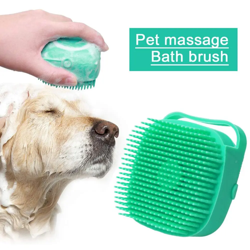 Pet Dog Shampoo Brush 2.7oz 80ml Cat Massage Comb Grooming Scrubber Brush for Bathing Short Hair Soft Silicone Rubber Brushes