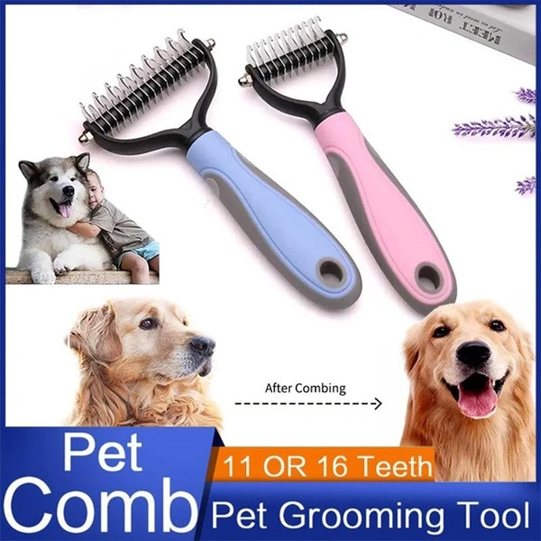 Pets Fur Knot Cutter Dog Grooming Shedding Tools Pet Cat Hair Removal Comb Brush Double Sided Pet Products Suppliers