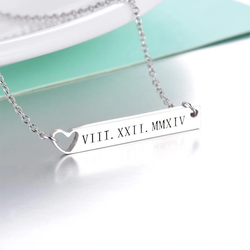 Fashion Horizontal Heart-shaped Hollow Lettering Necklace