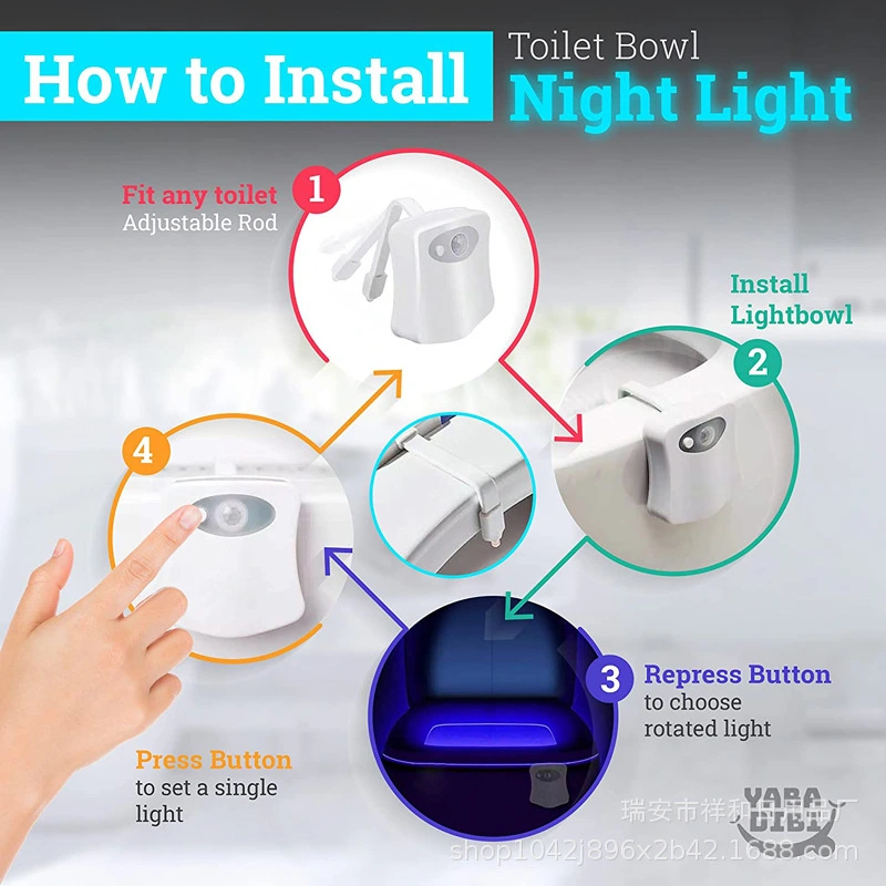 8 or 16 Colors Human Motion Sensor Toilet Light Bathroom Accessories Toilet Bowl Night Light