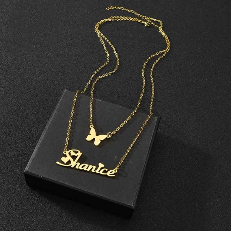 Double Layer Necklace Female English Alphabet Clavicle Pendant