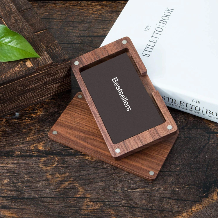 Men's And Women's Convenient Solid Wood Retro Business Card Holder