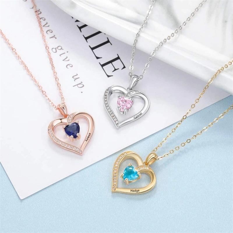 Ladies Elegant Heart Zircon Love Pendant Necklace