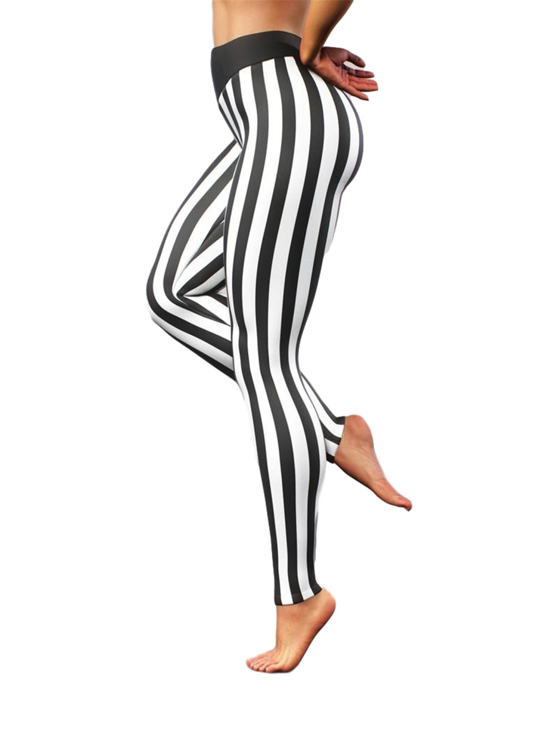 Women Slim Pants, Solid Color/Striped Long Elastic Band High Waist Pants, Slim-Fit Wild Fashion Bottoms