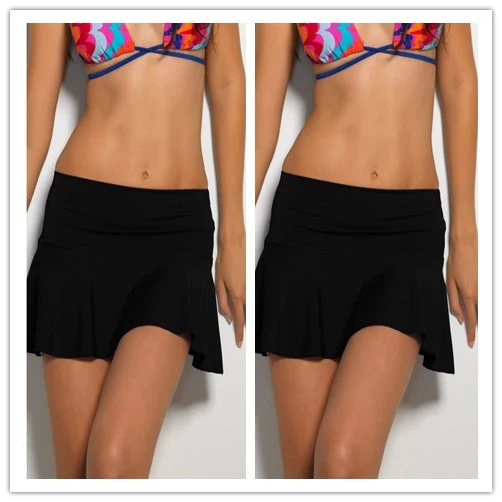 Women Summer Swimming Skirt Pure Color Beach Mini Wrap Skirt Beach Bottom Cover Up
