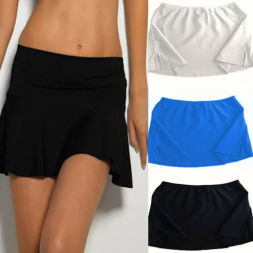 Women Summer Swimming Skirt Pure Color Beach Mini Wrap Skirt Beach Bottom Cover Up